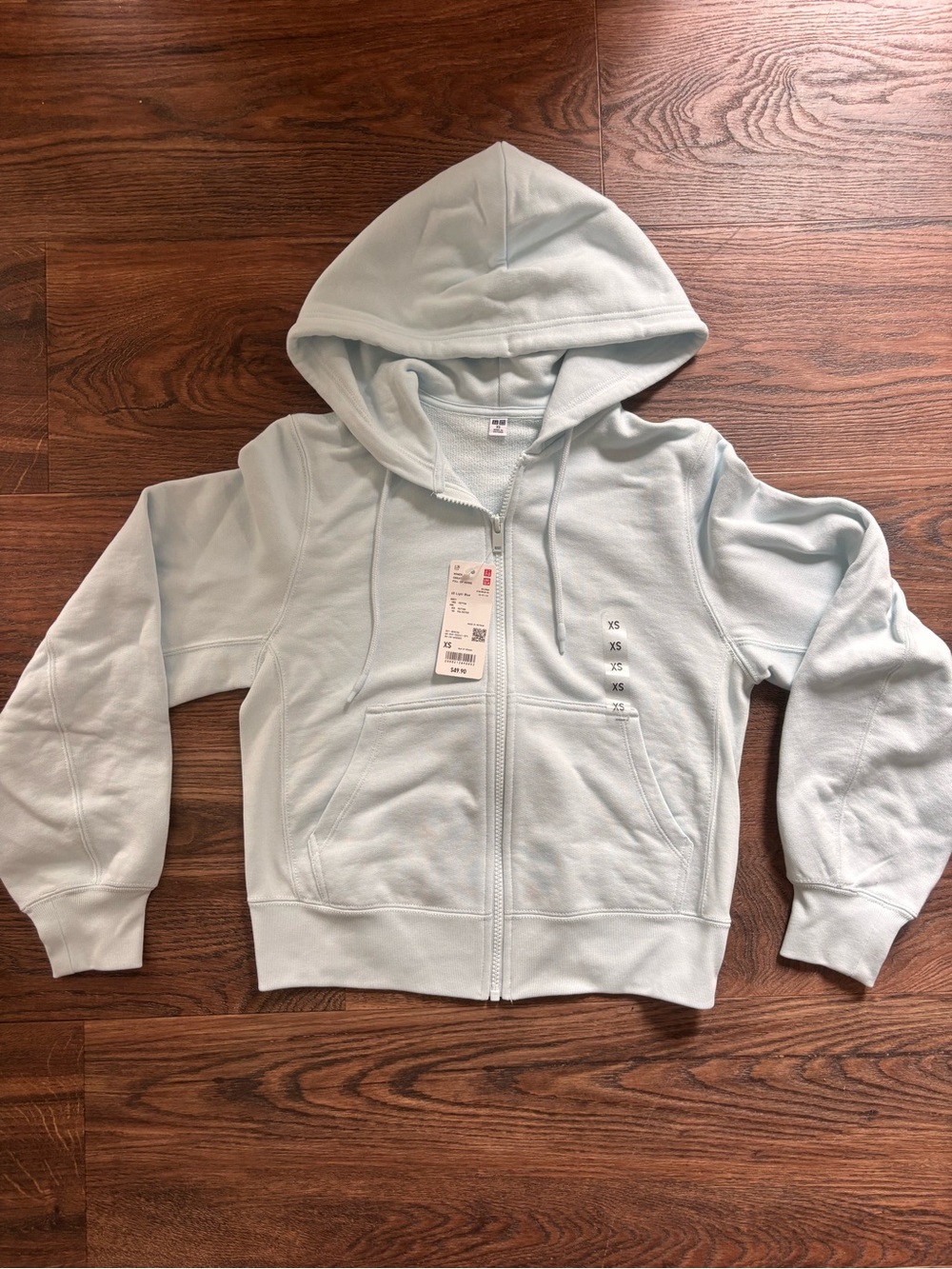 Uniqlo Light Blue Full-Zip Hooded Sweatshirt
